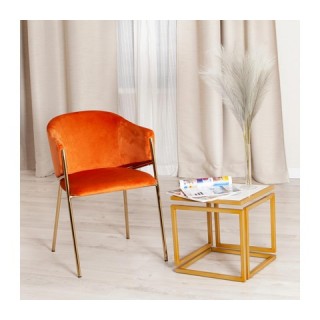 Кресло KRONOS (mod. 8158) [металл/вельвет, рыжий/золотые ножки, G062-24]